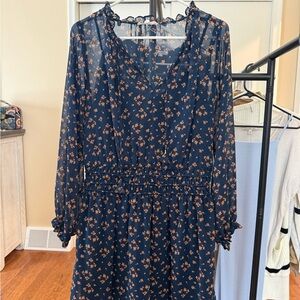 Socialite Navy Floral Long Sleeve Dress